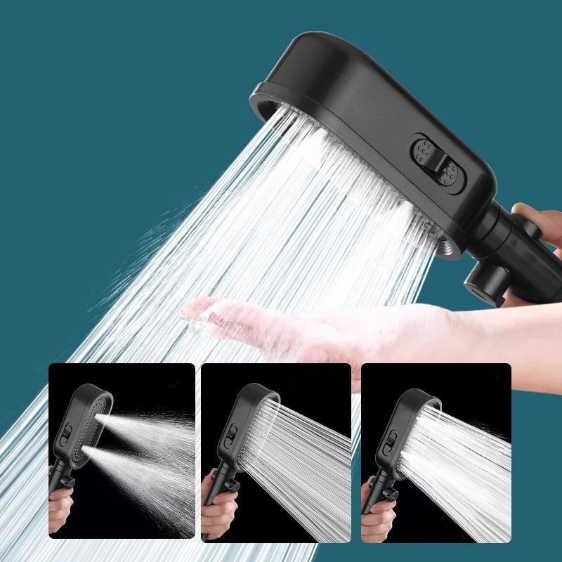 3 Mode Shower Head with Stop Button Flow Adjustable High Pressure Water Boost Shower Head Built In Filter Bathroom Accessories