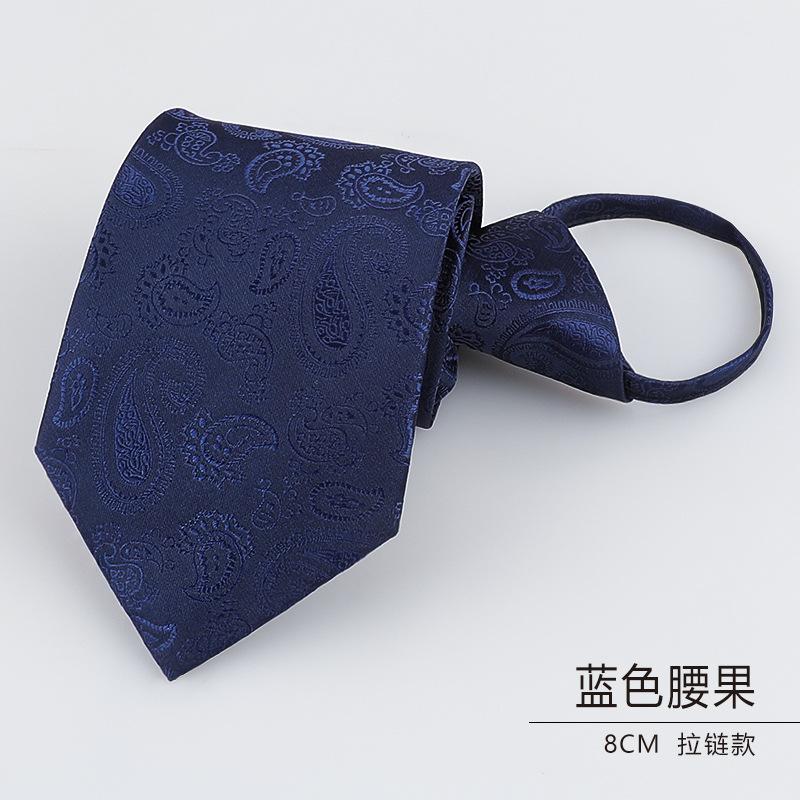 Men'S Dress Business Career Wedding Groom Korean Version Narrow Lazy Blue Zipper Free Hand Striped Tie