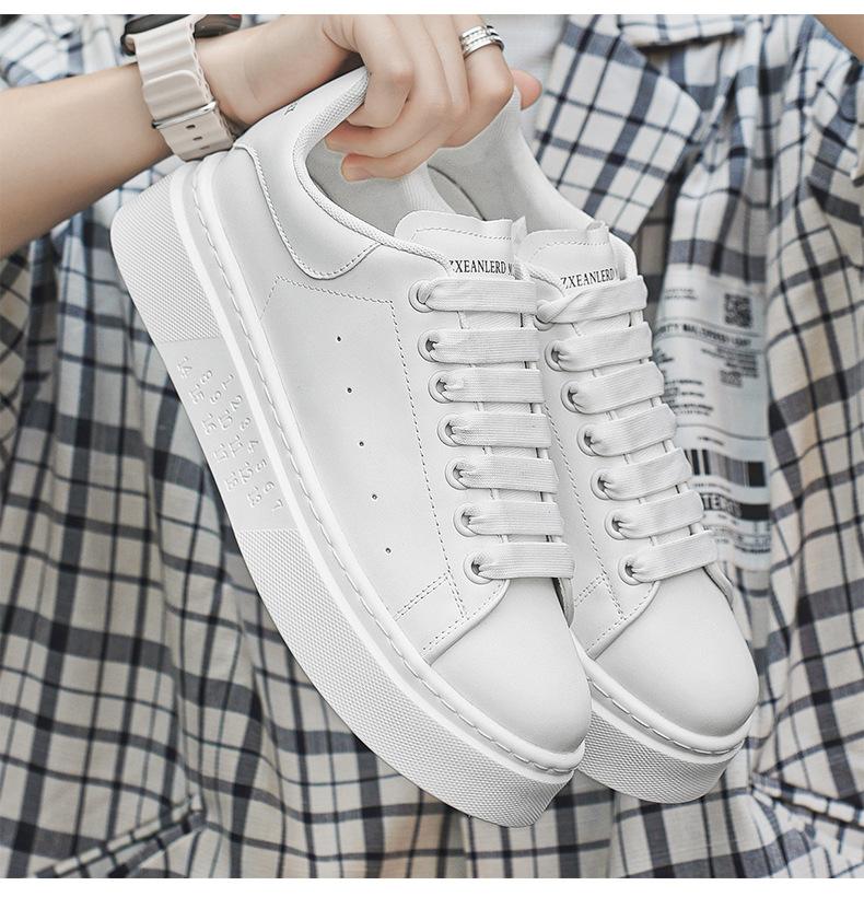 2026 Spring New Board Shoes Men's Casual Little White Shoes Sports Versatile Leather Surface Students Low-top Platform Sports Trendy Shoes