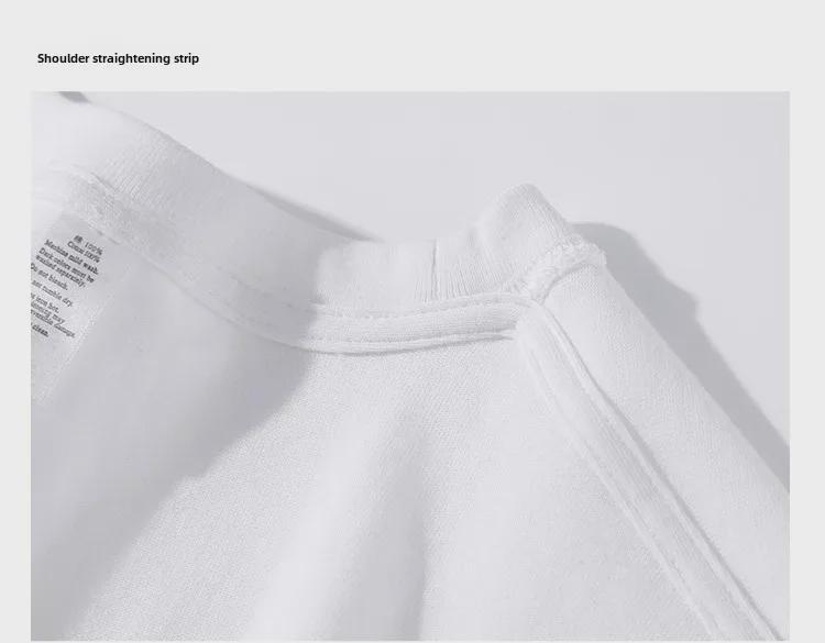Unisex Japanese Retro Solid Color Round Neck T-Shirt, 300g Heavy Pure Cotton, Casual Short-Sleeve Design.
