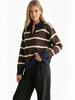 Maglione a Righe con Collo a Polo da Donna Yuehe Cross - Moda 2026 Classico Casual