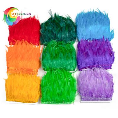 Feather5 10Meters Rooster Feather Trim 8-13CM Colored Chicken Feathers Ribbon  3-5" Saddle Pheasant Feathers Trim Fringe
