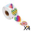 2x500 Pieces Heart Stickers Roll for Valentine'S Decor Party Favor Supplies Stationery , Multicolor,
