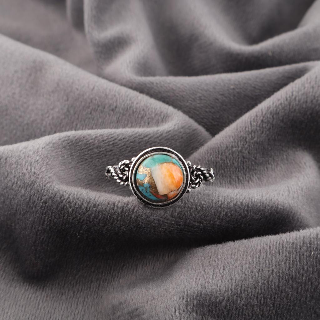 Spiny Oyster Handmade Gemstone Ring, 925 Solid Sterling Silver Ring Designer Jewelry, For Anniversary Gift