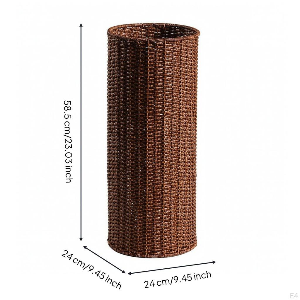 Freestanding Rattan Umbrella Basket | SpaceSaving Vertical Design, Tightly Woven Texture,
