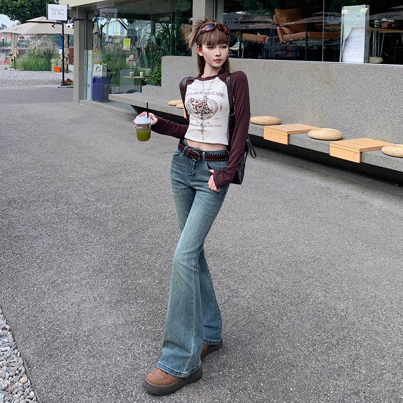 2025 Women's High-Waisted Retro Micro-Flare Jeans - Elastic, Hot Girl Style
