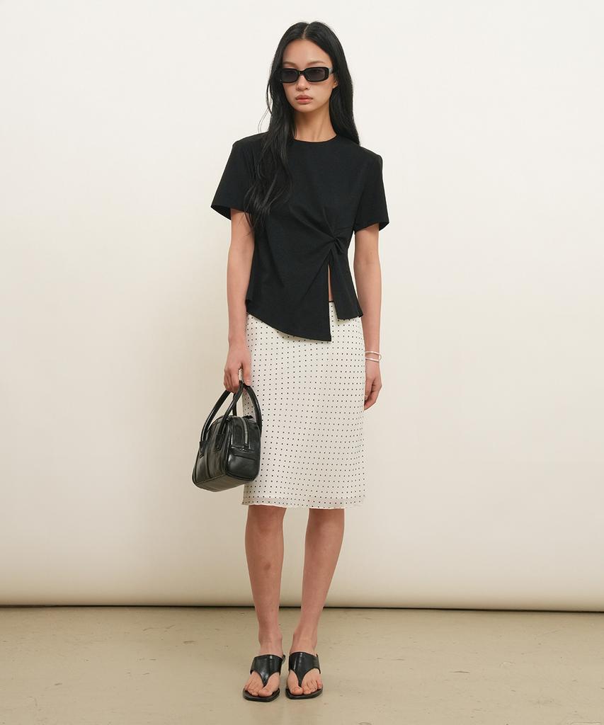 GENERALIDEA Shoulder Padded Twist T-Shirt [Black] / Gf2Lts523