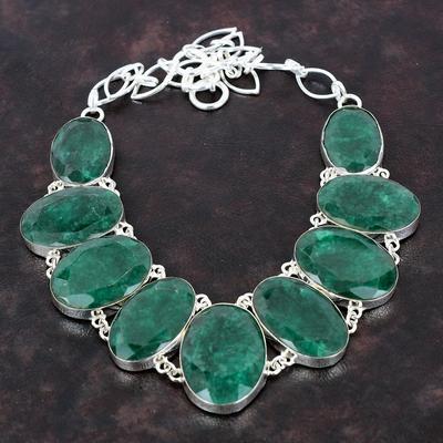 Collar de esmeralda de Zambia facetada, collar de plata de ley 925, collar de cadena ajustable, joyería de piedras preciosas nueva, joyería hecha a mano para regalo