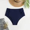 European & American Women's Ruched Solid Triangle Bikini Swimsuit
