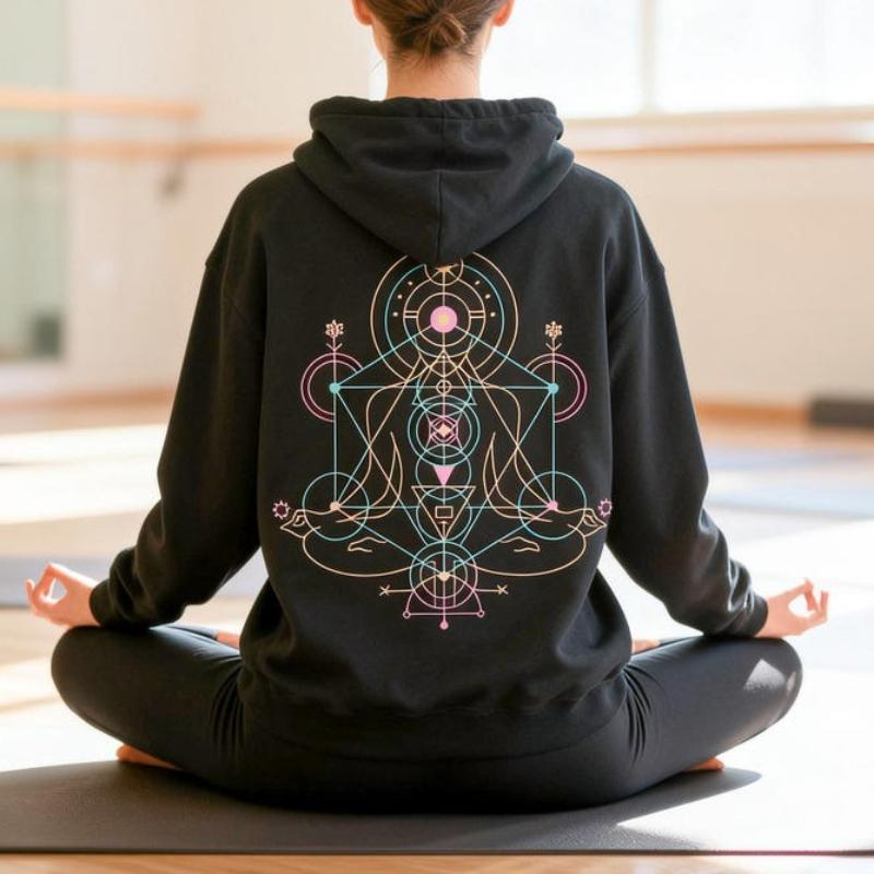 Spiritual Yoga Sweatshirt Meditation Clothing Mindfulness Gift Chakra Hoodie Yoga Mom Sweatshirt Boho Sacred Geometry Hoodie Top
