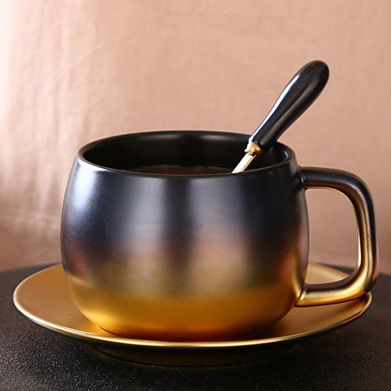 Black Simple Retro - Creative Coffee Set Luxury English Afternoon Tea Set Ceramic Xicaras Kitchenware BD50