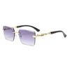 Square frameless sunglasses men's European and American trends leopard head zinc alloy fashion glasses sunglasses spot