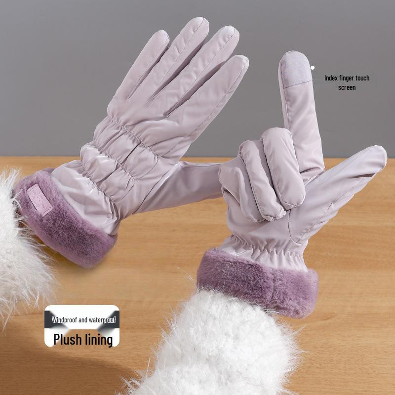 

Женские зимние сенсорные велосипедные перчатки 2025 - Теплые, ветрозащитные, на бархатной подкладке для езды и электромобилей