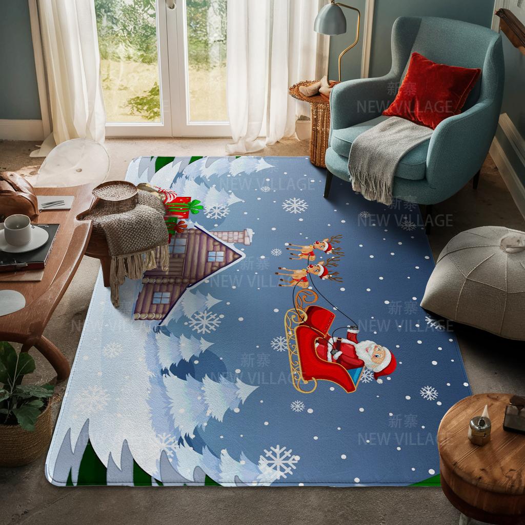 House Entrance Carpet Home Door Mat Living Room Bath Foot Bathroom Non-slip Water Absorption Rugs Bath Merry Christmas Winter