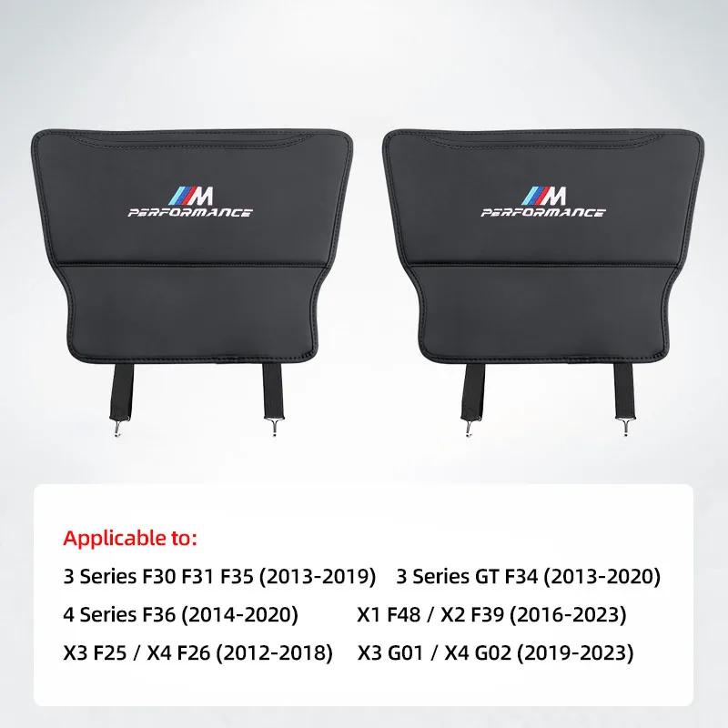 FHJX4 Hot For BMW Car Seat Backrest Anti Kick Protection Pad Leather Anti Scratch Cover For BMW E46 E90 E60 F30 F10 E39 i3 i4 X1 X2 X3