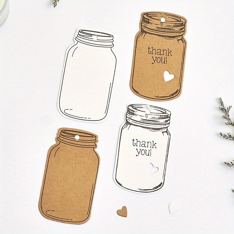 50 garrafas de deriva em branco/conjunto Obrigado etiquetas de papel kraft para pendurar, decoração de presente artesanal faça você mesmo, cartões de mensagem