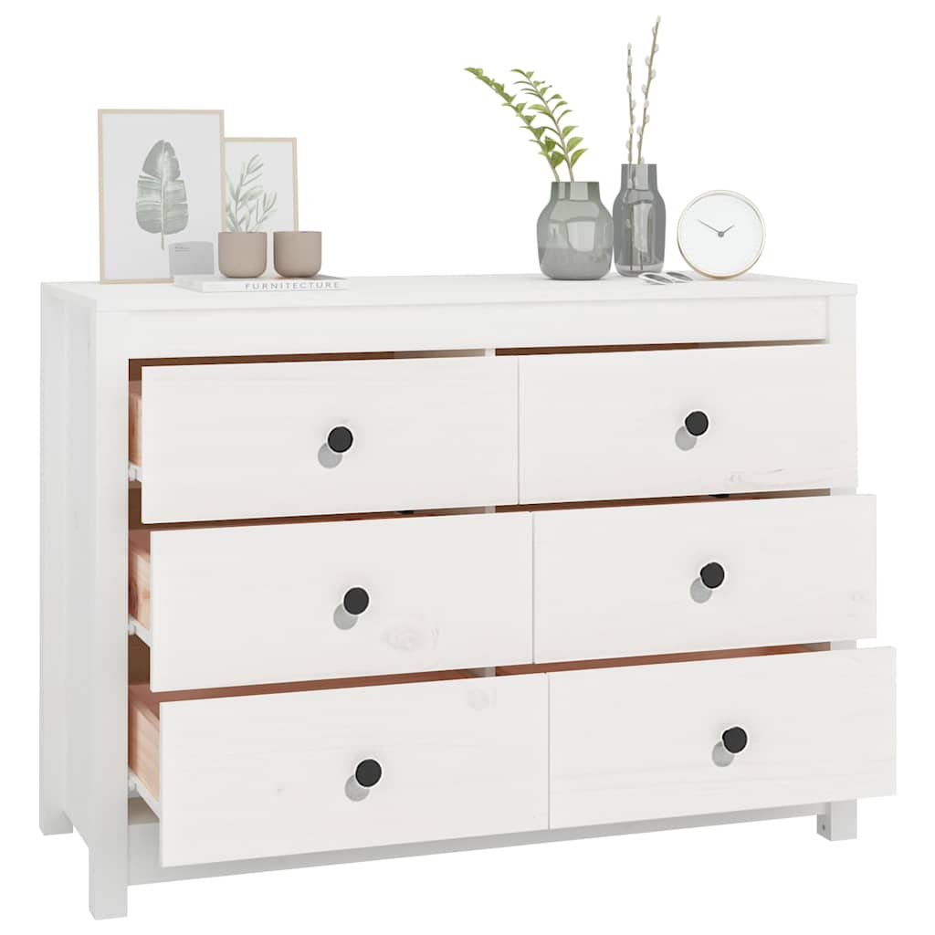 Side Cabinet White 100x40x72 Cm Solid Pine Wood