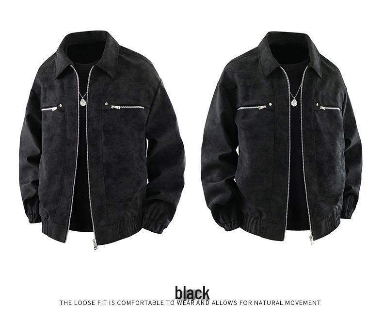 Men's Retro PU Leather Tie-Dye Motorcycle Jacket - Spring/Autumn 2026 Trend
