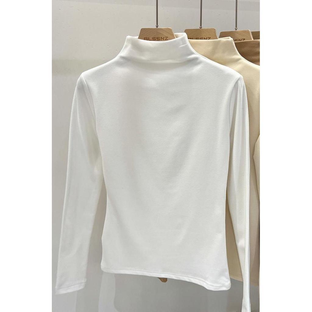Double-Sided German Velvet High-Neck Long-Sleeve Women's T-Shirt - Winter, Thickened, Warm Base Layer