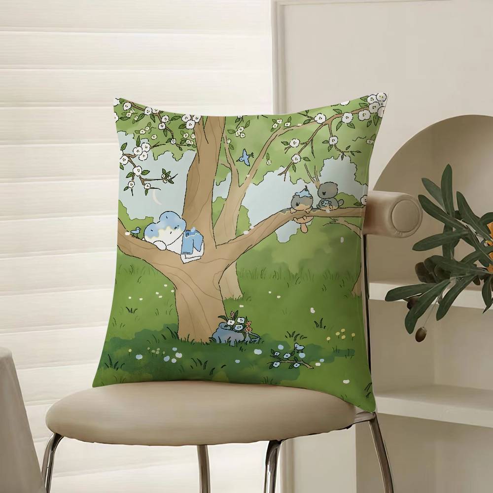 Author Somdoo Cute Animals Quiat Peaceful Pillow Case Comfort Sofa Bed Silky elegant Invisible zipper Decorative cushion cover