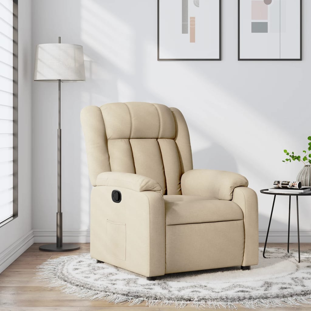 Vidaxl Foldable Armchair, Cream, Fabric Upholstered