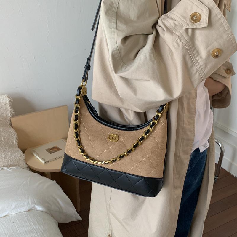 Super Fire Niche Contrasting Color Bag Women's 2025 Autumn and Winter New Versatile Super Fire Shoulder Underarm Dumpling Bag Messenger Bag