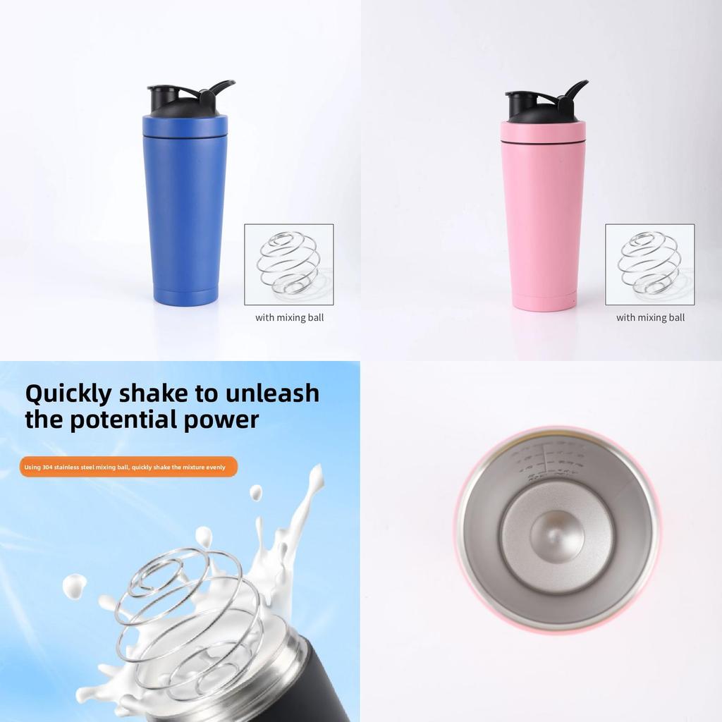 Double Layer Stainless Steel Shaker Bottle With Mixer Ball For Fitness Enthusiasts