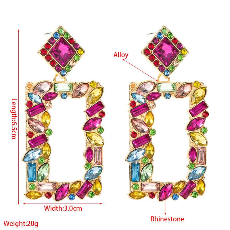 Boucles d'oreilles carrées simples pour femmes, en alliage d'acier et de titane, pendentif en acrylique coloré en cristal, ornements géométriques de porte
