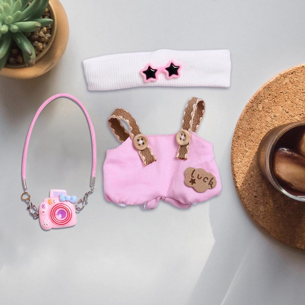 Doll Clothes Set 17cm Doll Accessories Love Heart Top Scarf Hat No Dolls