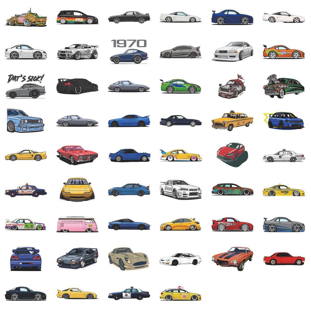10/30/52pcs Retrofit Racing Sport Stickers Car Graffiti Decal DIY Skateboard Helmet Bicycle Waterproof Cool Cartoon Sticker
