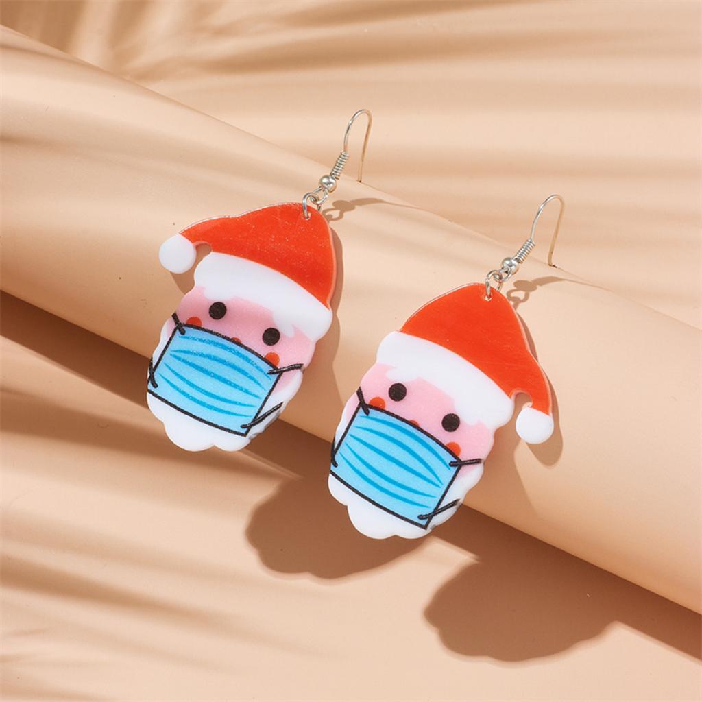 Christmas acrylic earrings with masks, Santa Claus cartoon cute and funny earrings