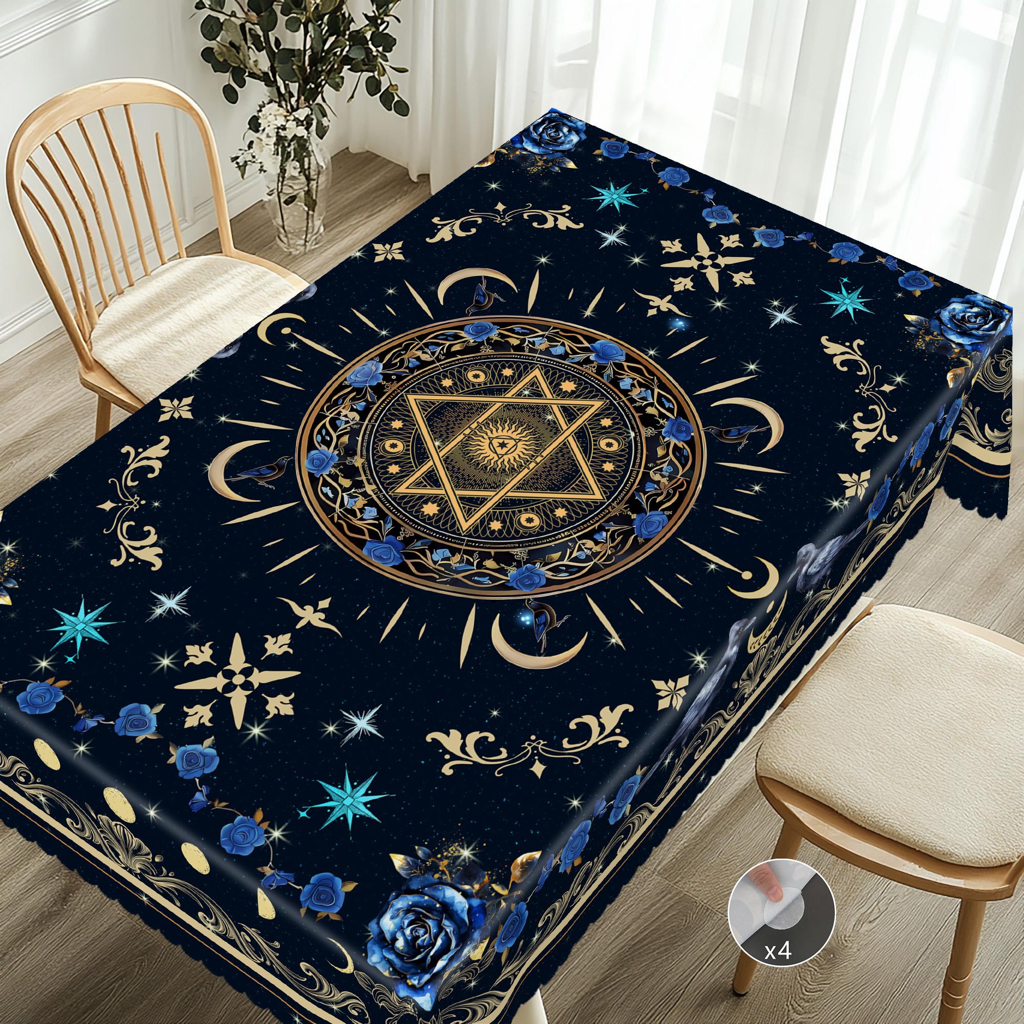 

1 скатерть с принтом на тему Таро, в богемном стиле, подходит для астрологии, волшебника, пикника в стиле кемпинга, праздничной вечеринки, украшения для садовой вечеринки по случаю дня рождения Round (152)Cm