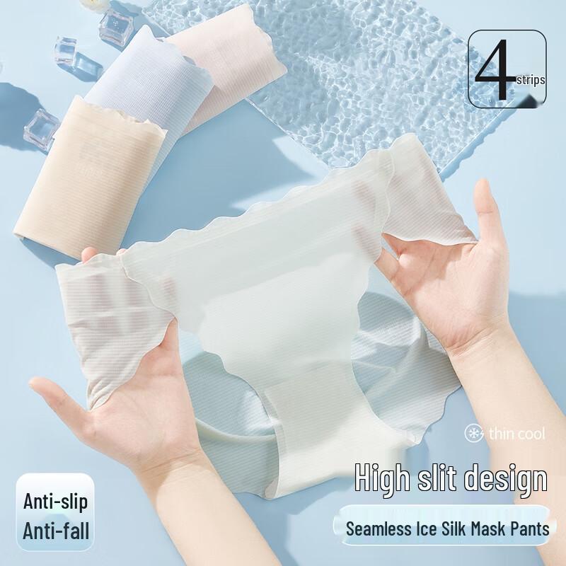 Easy Comfort Women's Ice Silk Seamless Briefs 4-Pack