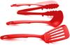 Nagao Kitchen Utensil Set and Made in Japan Tsubame-Sanjo (4 Pieces) Spatula, Ladle, Tongs, Spatula, Red,