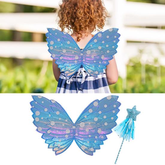 Butterfly Wing Props with Fairy Stick Realistic Patterns Colorful Fairy Wings Props Halloween Decoration