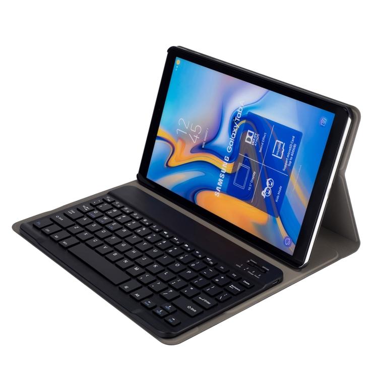 DY590 For Galaxy Tab A 10.5 T590 / T595 Detachable Plastic Bluetooth Keyboard Leather Tablet Case with Holder (Black)