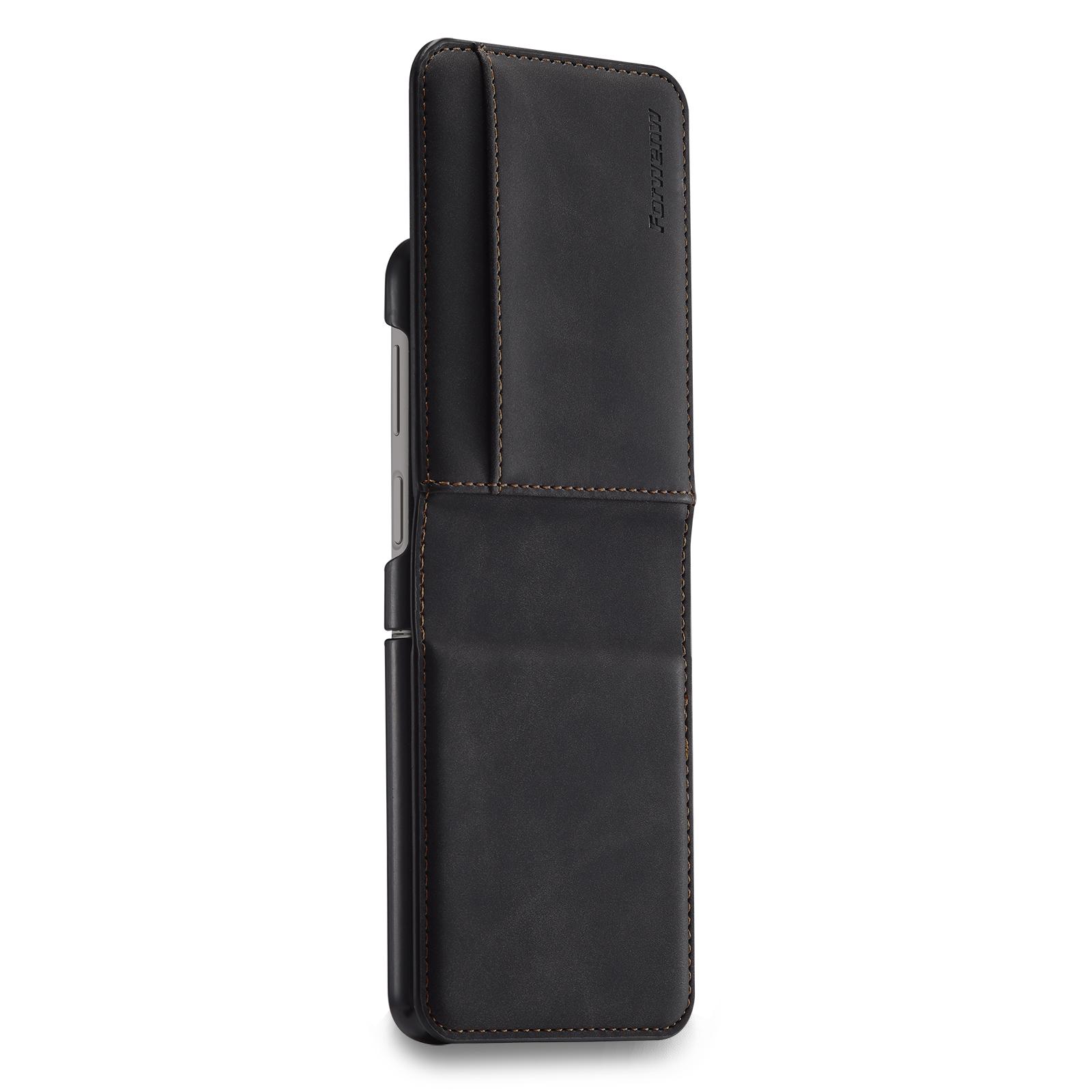 

Galaxy Z Flip6 Flip5 Flip4 Leather Case For Samsung Z Flip 3 4 5 6 5G Card Holder Luxury Wallet Phone Bag Book Cover Funda Etui For Galaxy Z Flip 3 чёрный
