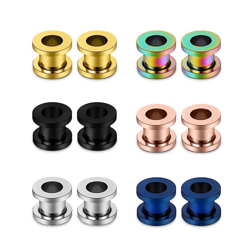 

Trendy Titanium Steel Punk Hollow Cylinder Ear Expander Jewelry 2mm