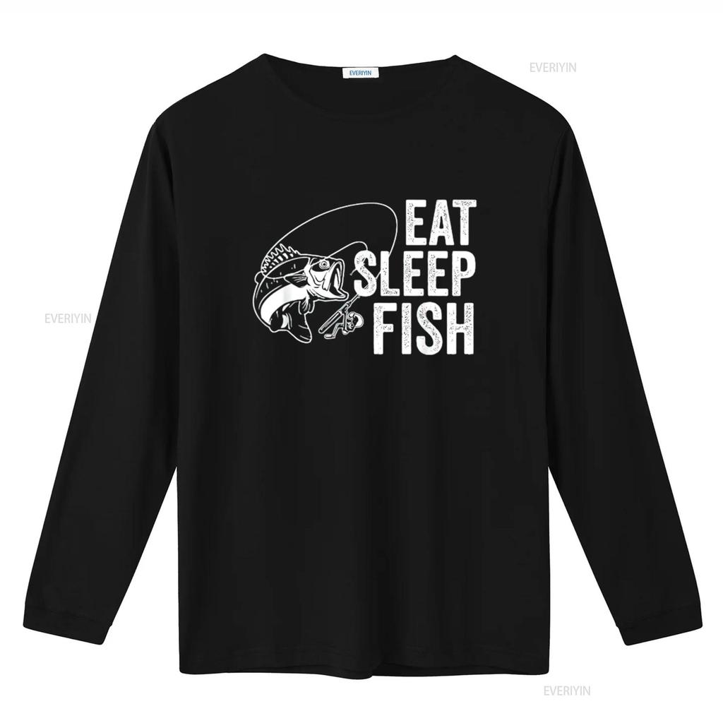 Mens Eat Sleep Fish Funny Fishing Youth Design T Shirt Black Medium Vintage Washed Graphic Top For Everyday Wear Stretched
