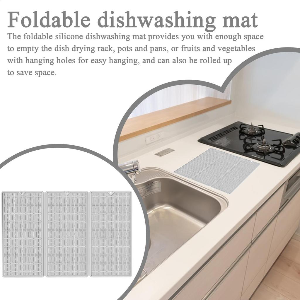 Dish Drying Mat Non-Slip Silicone Pad Easy Clean Kitchen Dish Drying Mat For Home Countertop Bathroom Sink Bar Refrigerator Mugs