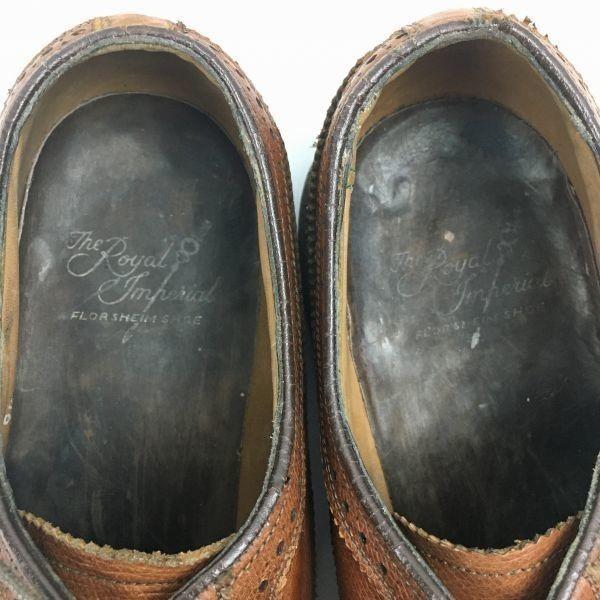 1970s Vintage FLORSHEIM Kenmoor Long Wingtip Shoes Brown size 9.5D 27.0-27.5(USED)