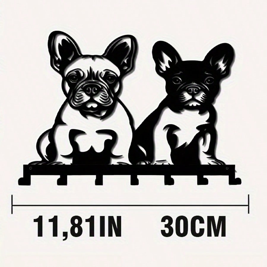 Metal Dog Wall Art 7 Hooks Bathroom Kitchen Organizer Rustproof Home Decor