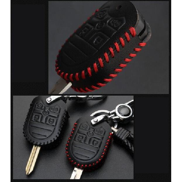Leather Car Key Fob Case Cover Holder For FORD FOCUS FUSION EDGE EXPLORER F150