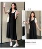 Stylish 2026 Summer Maternity Dress - Faux Two-Piece, Conceals Pregnancy