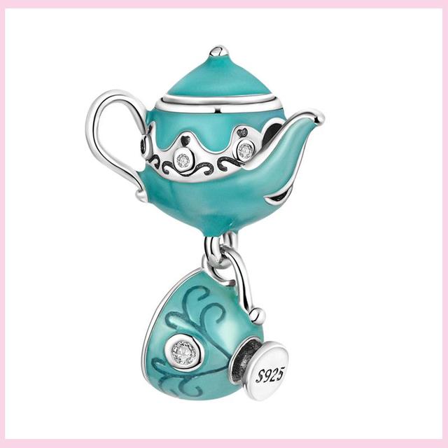 925 Silver Green Color Charms Temperament Cactus Avocado Charm Four Leaf Bead For Bracelet Jewelry Making