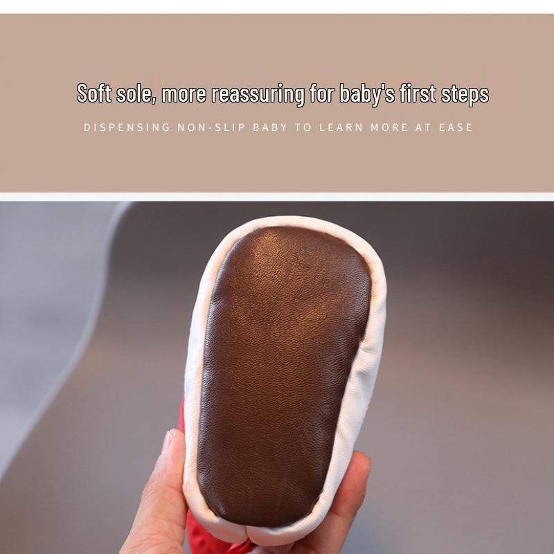 Warme Baumwoll-Babyschuhe: Mit Fleece gefüttert, rutschfest, weiche Sohle für Jungen und Mädchen von 0-1 Jahr, Winter.