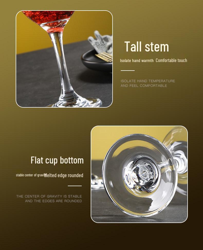 Set of 6 Tall Stem Red Wine Glasses - Elegant Light Luxury for Home Use, Champagne and Brandy Glasses, Creative Design