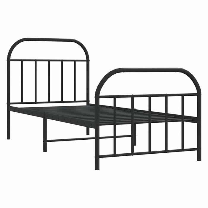 VidaXL Metal Bed Frame with Headboard-Footboard Black 90x200 Cm 353646
