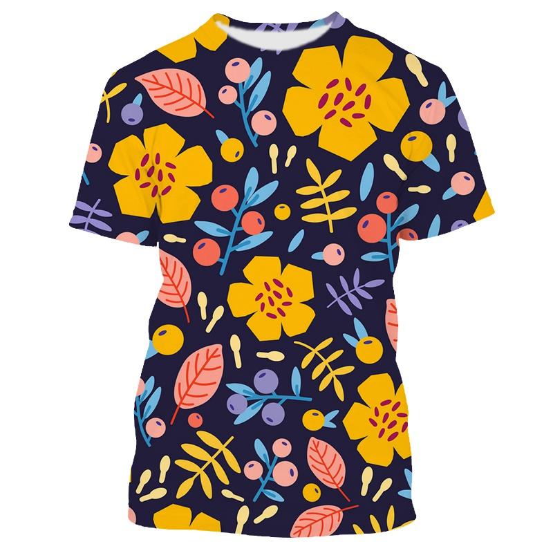 Floral Leaves Printed T-shirts Casual Fashion Bird Graphic T Shirts For Men Harajuku Baggy Streetwear Clothes