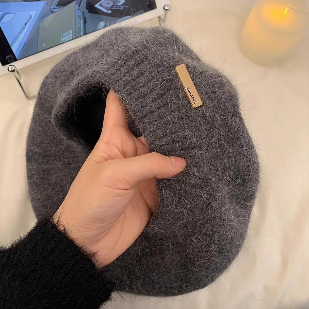 Korean Version of Autumn and Winter New Rabbit Hair Beret Women's Retro British Painter Hat Trendy and Versatile Face Showing Hat